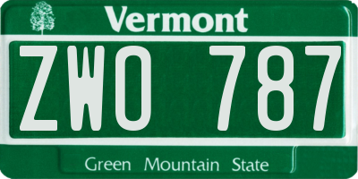VT license plate ZWO787