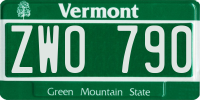 VT license plate ZWO790