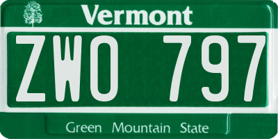VT license plate ZWO797