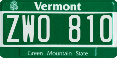 VT license plate ZWO810
