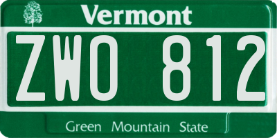VT license plate ZWO812