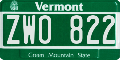 VT license plate ZWO822