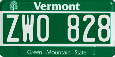 VT license plate ZWO828