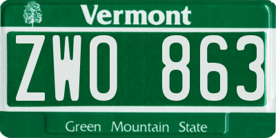 VT license plate ZWO863