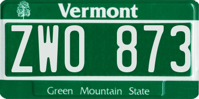 VT license plate ZWO873