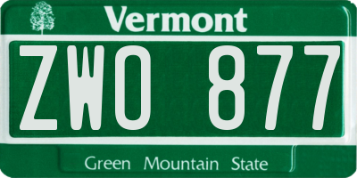 VT license plate ZWO877