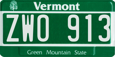 VT license plate ZWO913