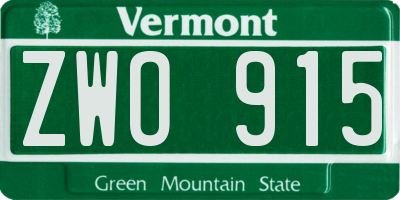 VT license plate ZWO915