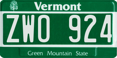 VT license plate ZWO924