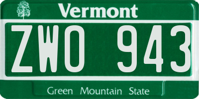 VT license plate ZWO943