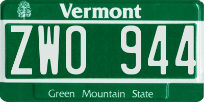 VT license plate ZWO944