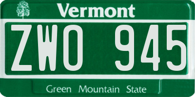 VT license plate ZWO945