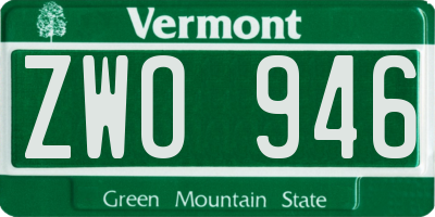 VT license plate ZWO946