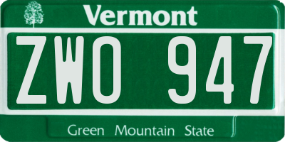 VT license plate ZWO947