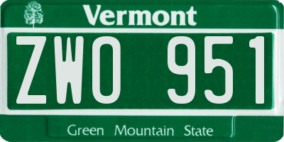 VT license plate ZWO951