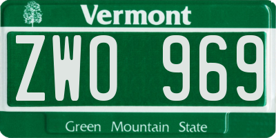 VT license plate ZWO969