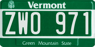 VT license plate ZWO971