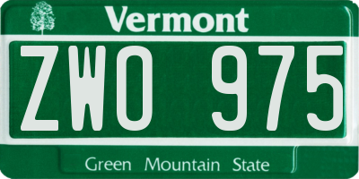 VT license plate ZWO975