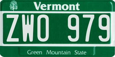 VT license plate ZWO979