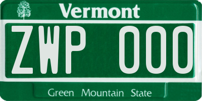 VT license plate ZWP000