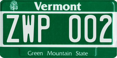 VT license plate ZWP002