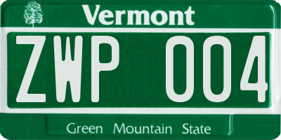 VT license plate ZWP004