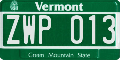 VT license plate ZWP013