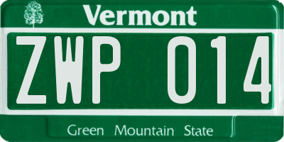 VT license plate ZWP014