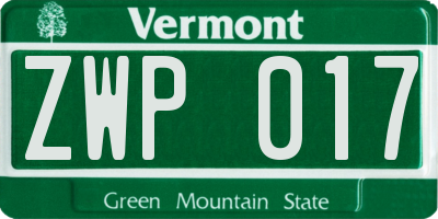 VT license plate ZWP017