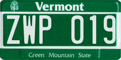 VT license plate ZWP019
