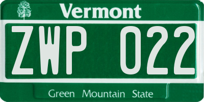 VT license plate ZWP022