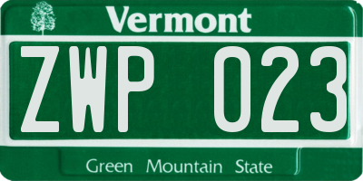 VT license plate ZWP023