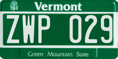 VT license plate ZWP029