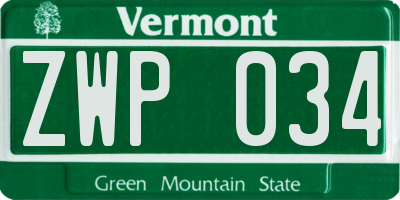 VT license plate ZWP034