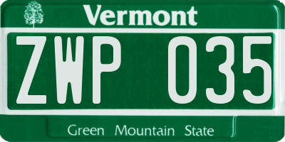 VT license plate ZWP035