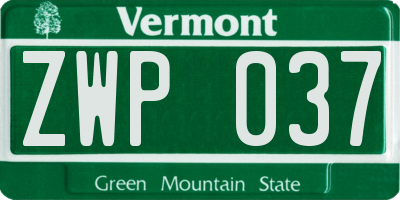 VT license plate ZWP037