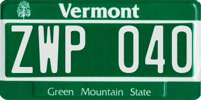 VT license plate ZWP040