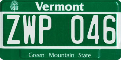 VT license plate ZWP046