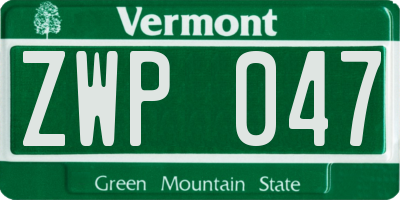 VT license plate ZWP047