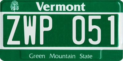 VT license plate ZWP051