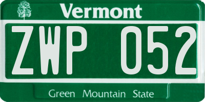 VT license plate ZWP052