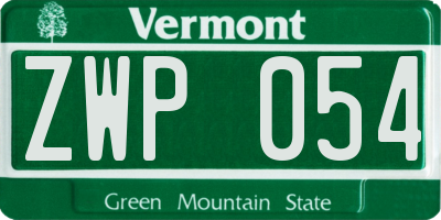 VT license plate ZWP054