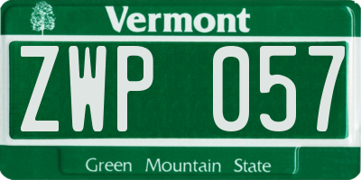 VT license plate ZWP057