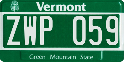 VT license plate ZWP059