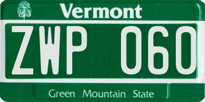 VT license plate ZWP060