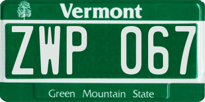 VT license plate ZWP067