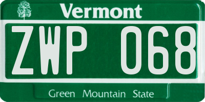 VT license plate ZWP068