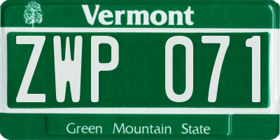 VT license plate ZWP071