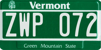 VT license plate ZWP072