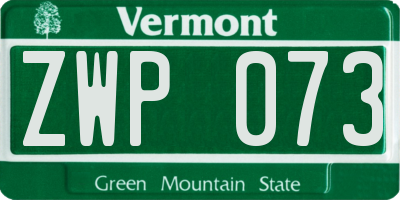VT license plate ZWP073